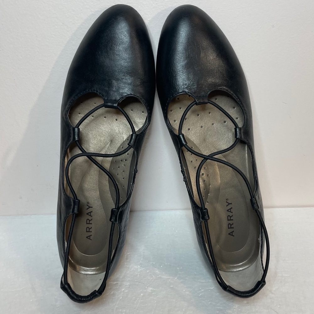 Array Women’s Black Leather Ballet Slip On Shoes - Picture 5 of 9